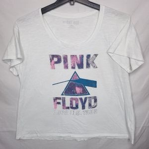 KNIT RIOT Women's White Pink Floyd 1972 U.S. Tour Short Sleeve Graphic Tee  SM